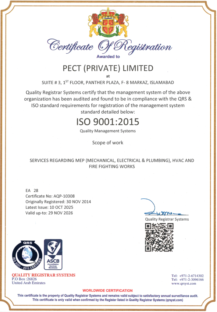 PECT - ISO 9001:2015 QMS Certificate