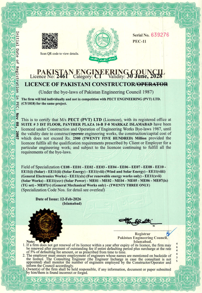 PECT Pakistan engineering Council License