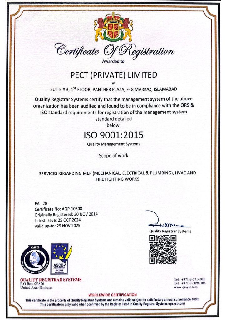 PECT ISO Certificate